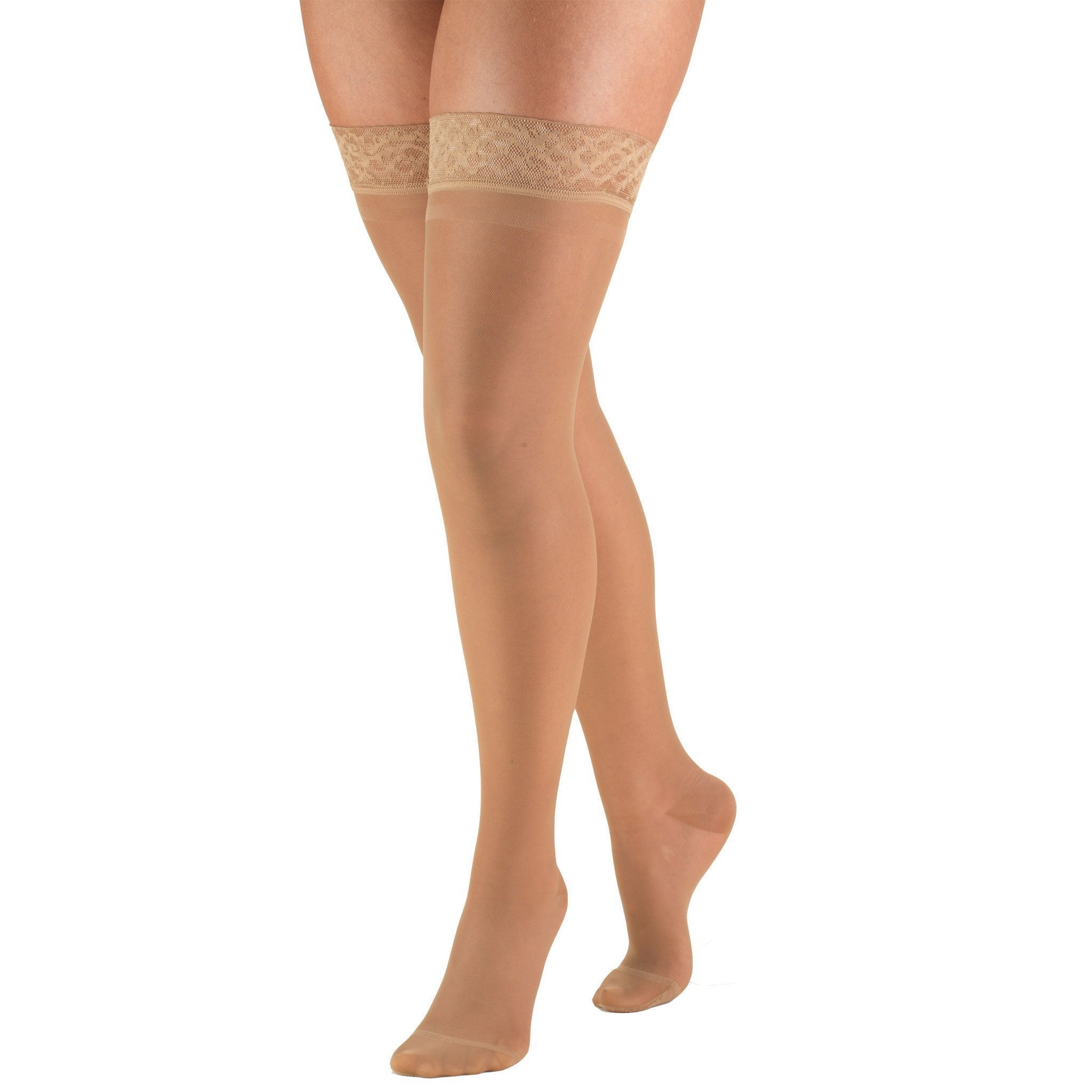 Truform Sheer Compression Stockings, 15-20 mmHg, Women's Knee High Length,  Open Toe, 20 Denier, Black, Small