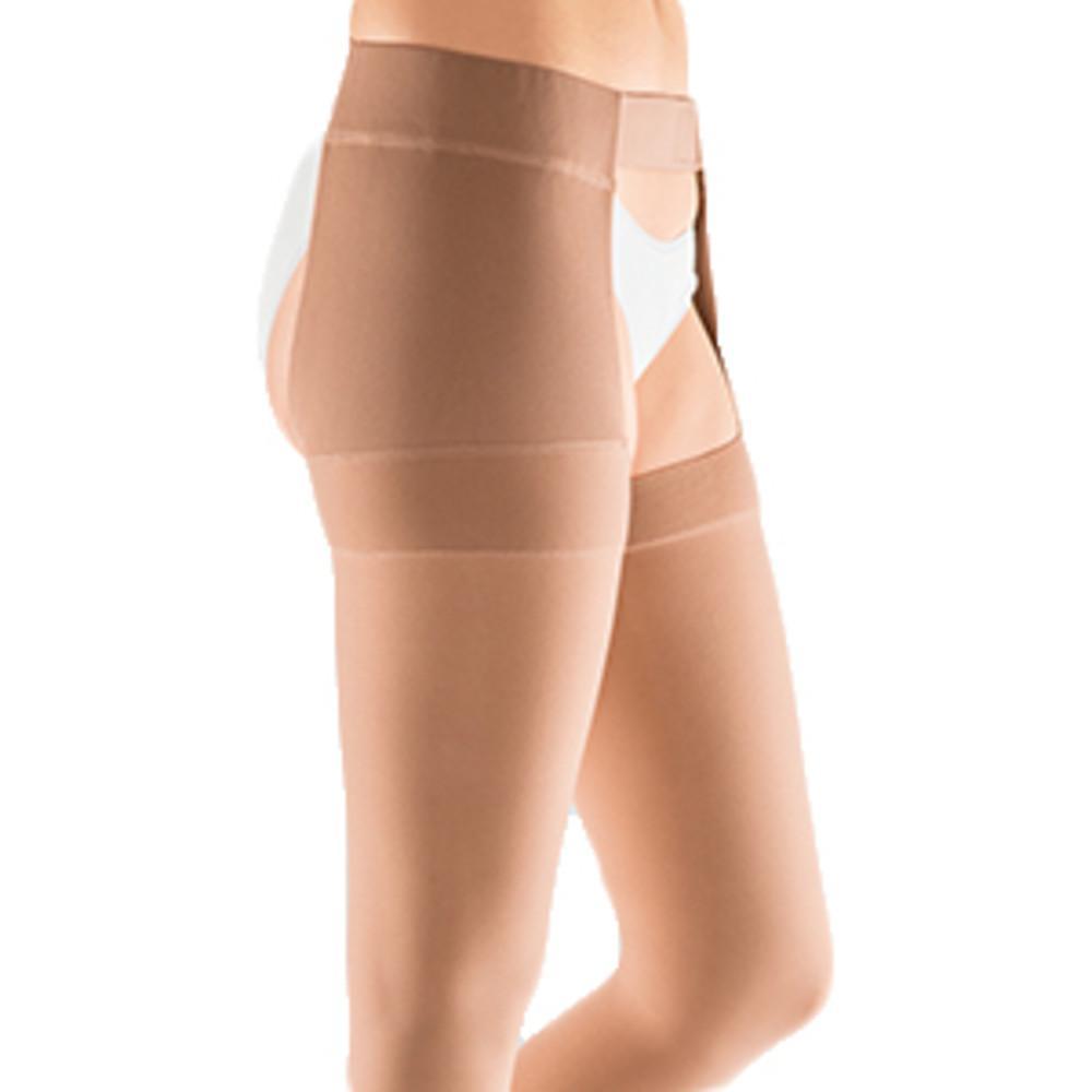 Thigh high compression stocking + waist attachment CCL3 mediven