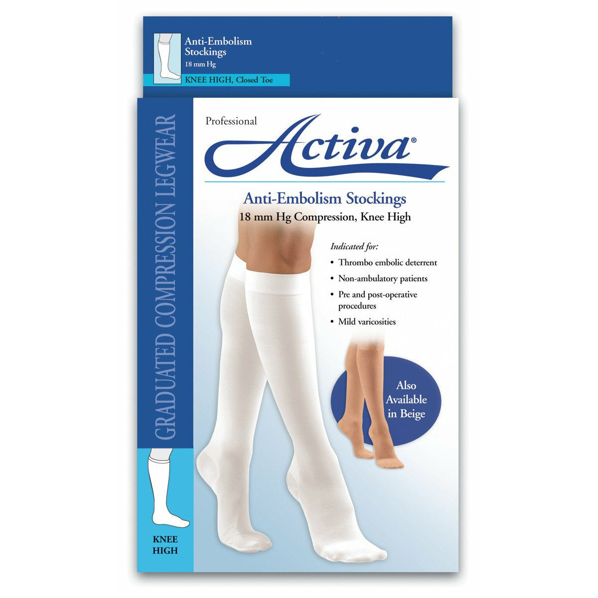 Truform Anti-Embolism Stockings, Knee High, Closed Toe: 18