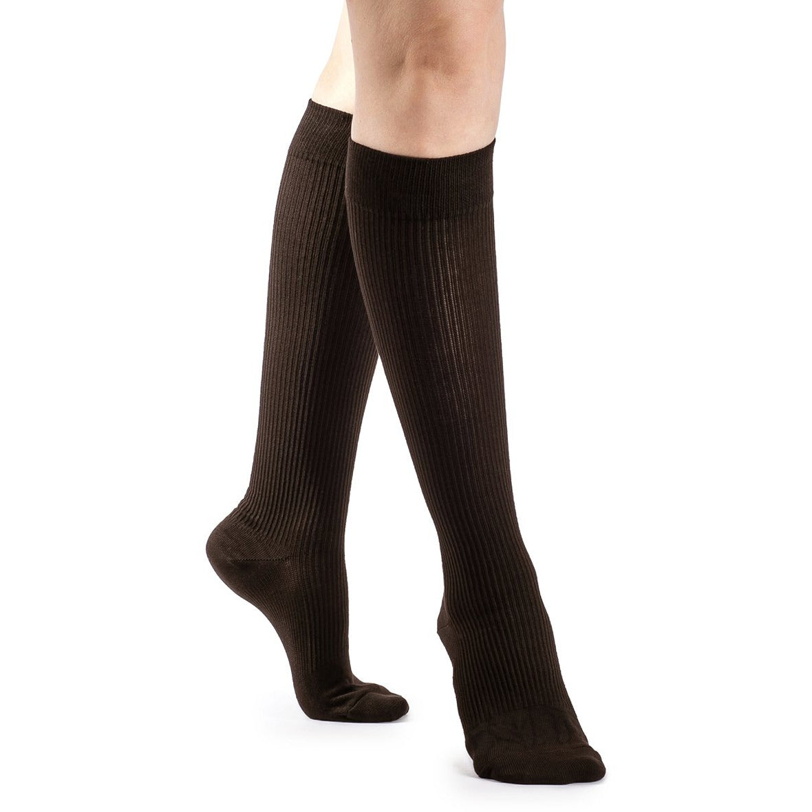 Sigvaris Casual Cotton Women's 15-20 mmHg Knee High, Brown