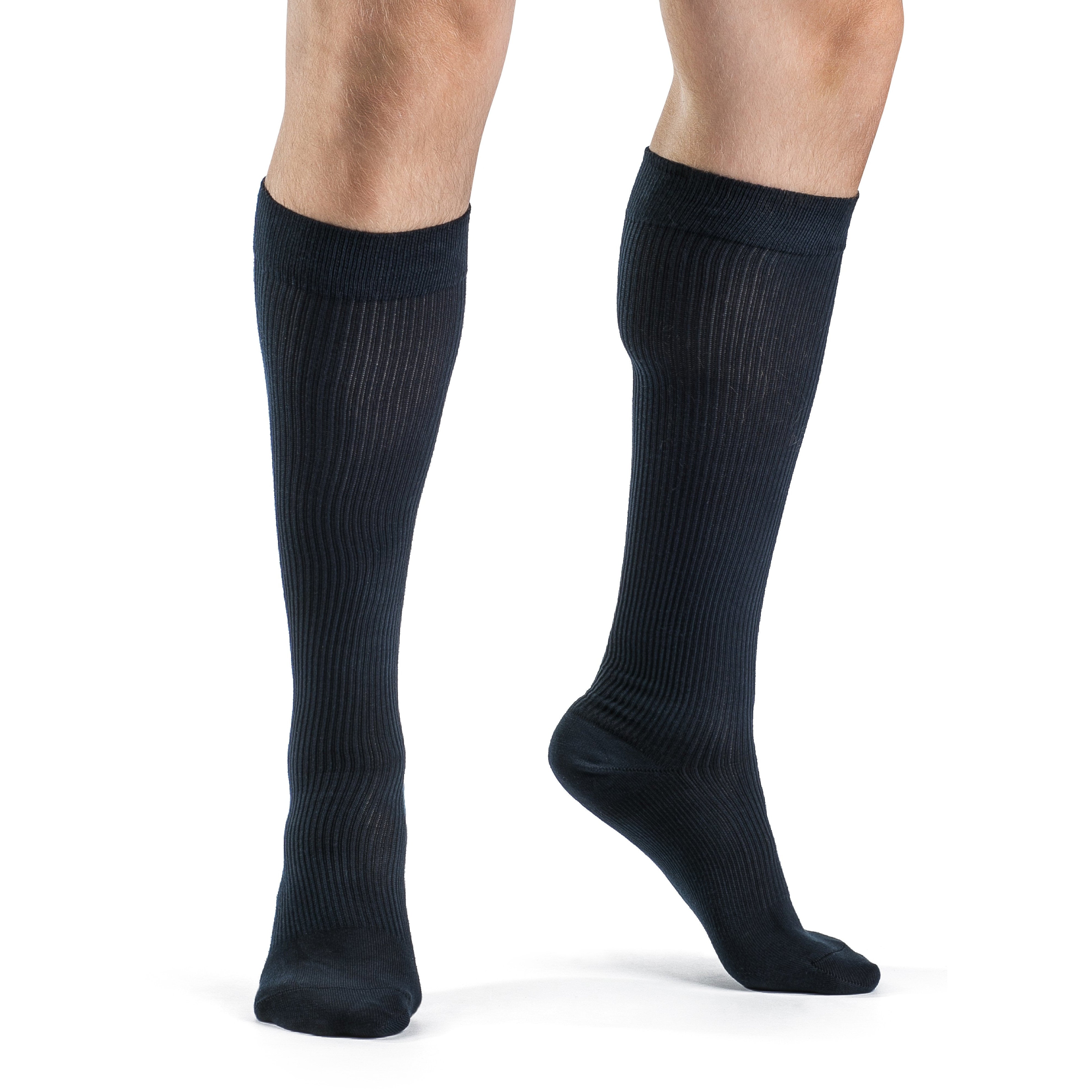 Sigvaris Casual Cotton Men's 15-20mmHg Knee High, Navy