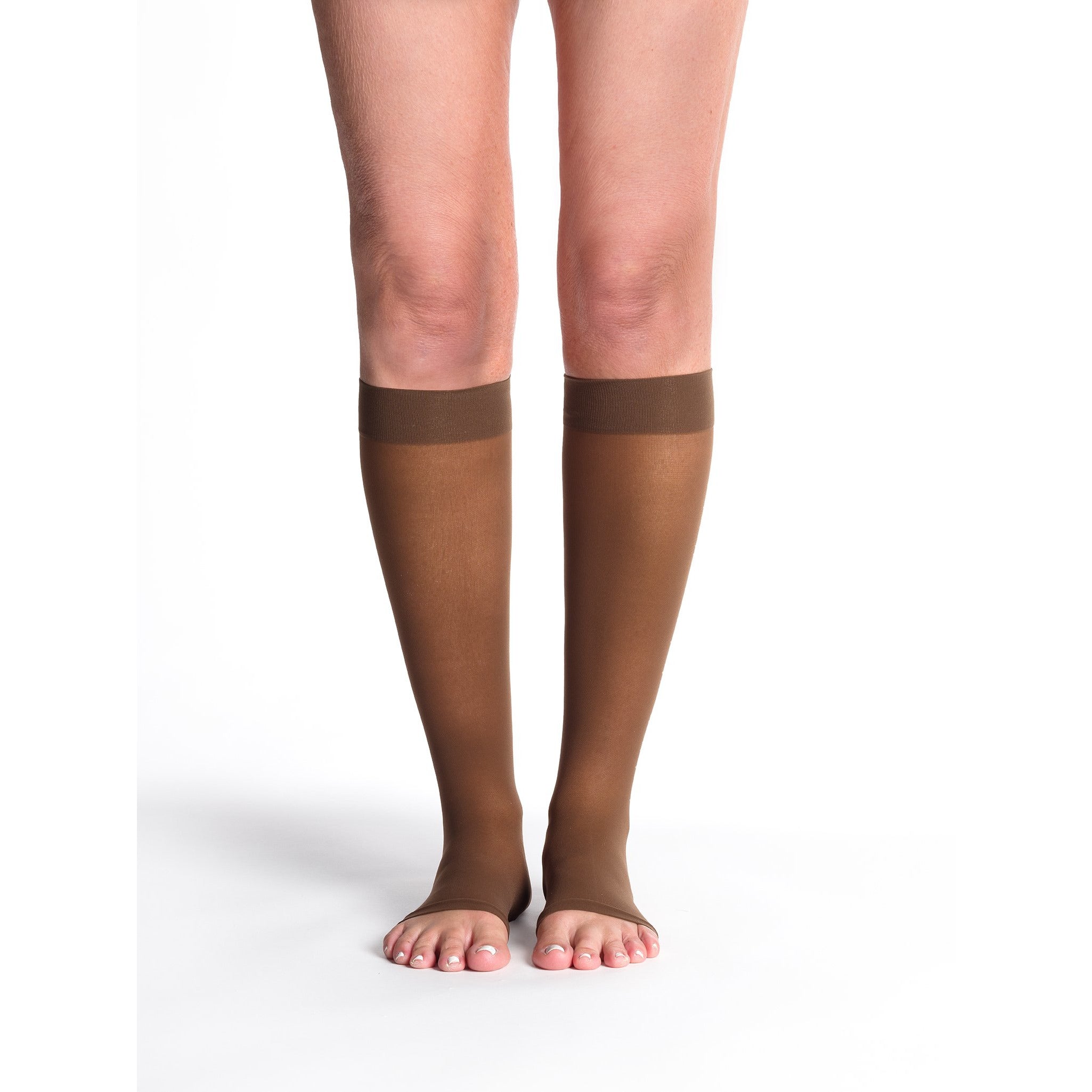 Sigvaris Sheer Women's 20-30 mmHg OPEN TOE Knee High, Mocha