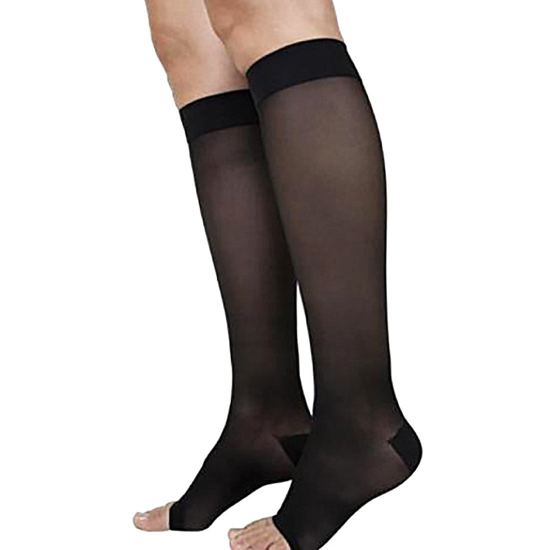 Sigvaris Sheer Women's 20-30 mmHg OPEN TOE Knee High, Black