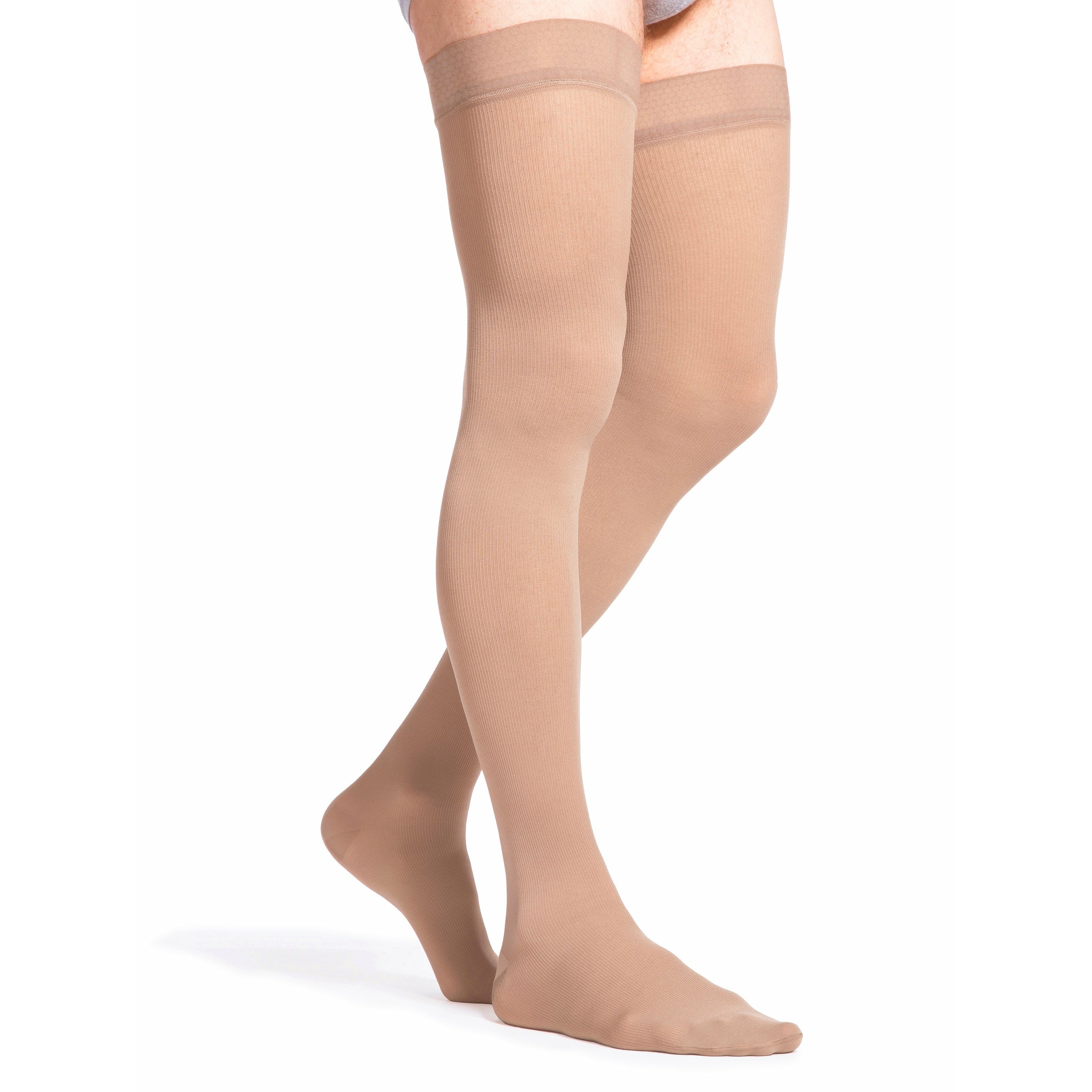 Sigvaris Opaque Men's 20-30 mmHg Thigh High, Light Beige