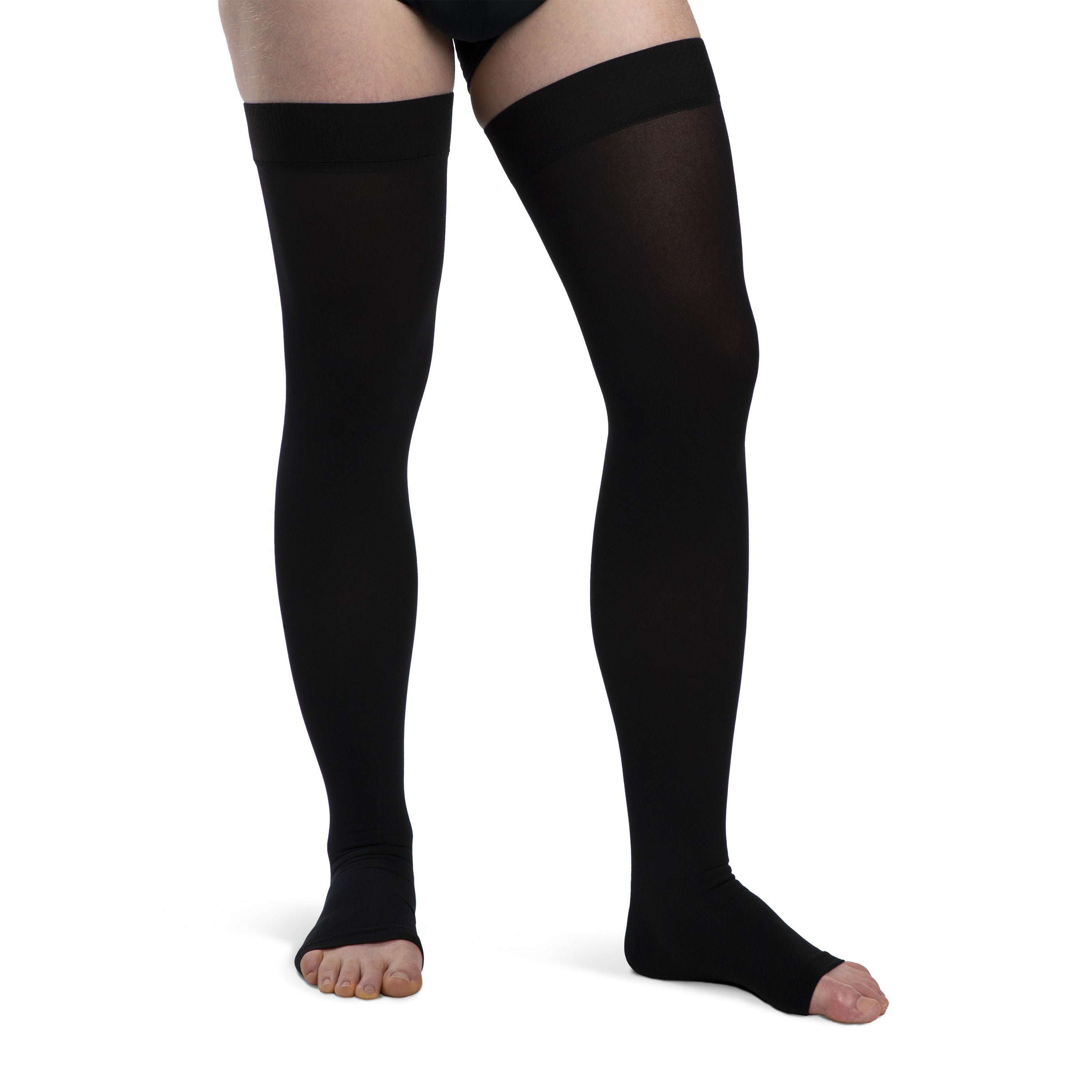 Sigvaris Opaque 20-30 mmHg OPEN TOE Thigh High, Black