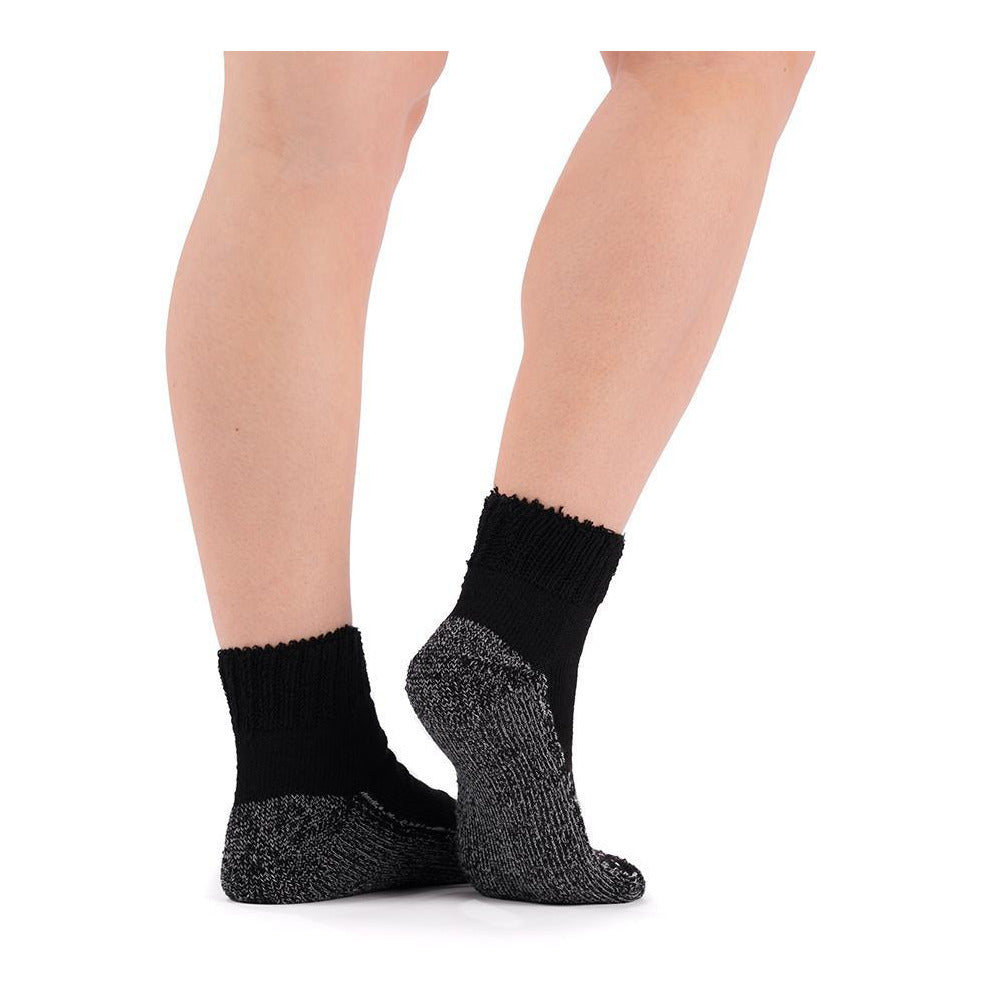 Doc Ortho Casual Comfort Antimicrobial Diabetic 1/4 Crew Socks, Black, Back