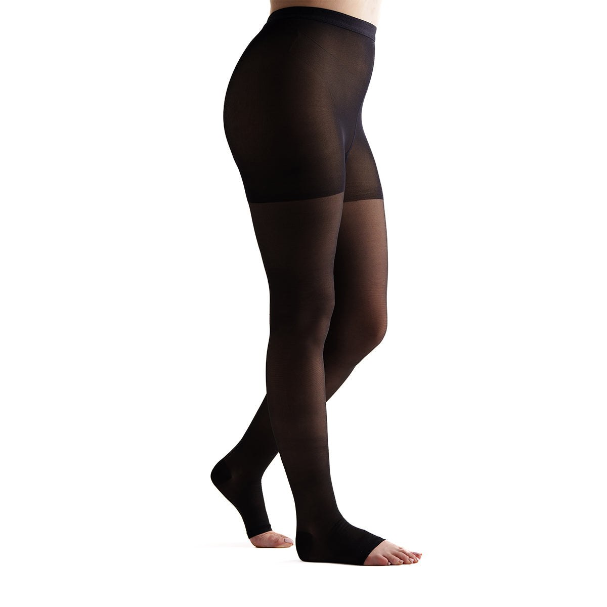 EvoNation Everyday Sheer 20-30 mmHg OPEN TOE Pantyhose, Black