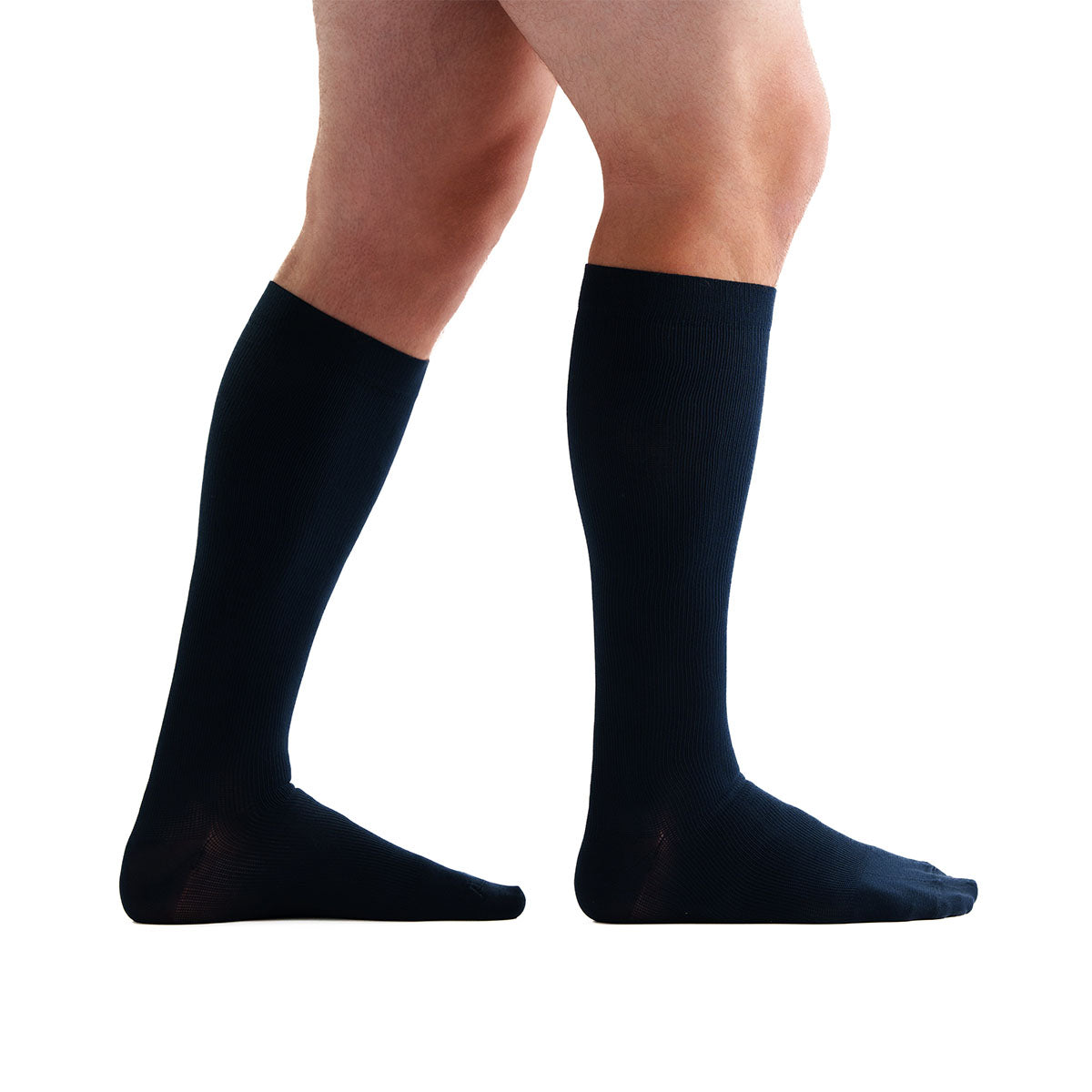 EvoNation Men's Classic Ribbed 20-30 mmHg Knee High, Navy