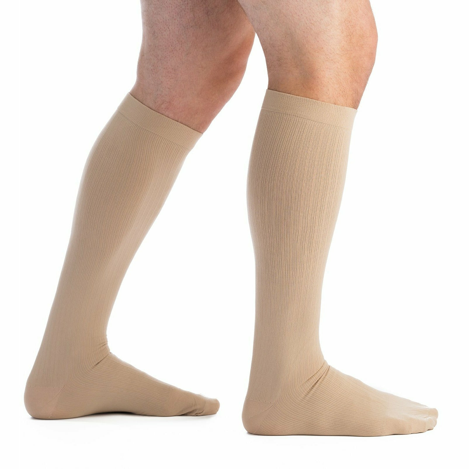 EvoNation Men's Classic Ribbed 15-20 mmHg Knee High, Tan