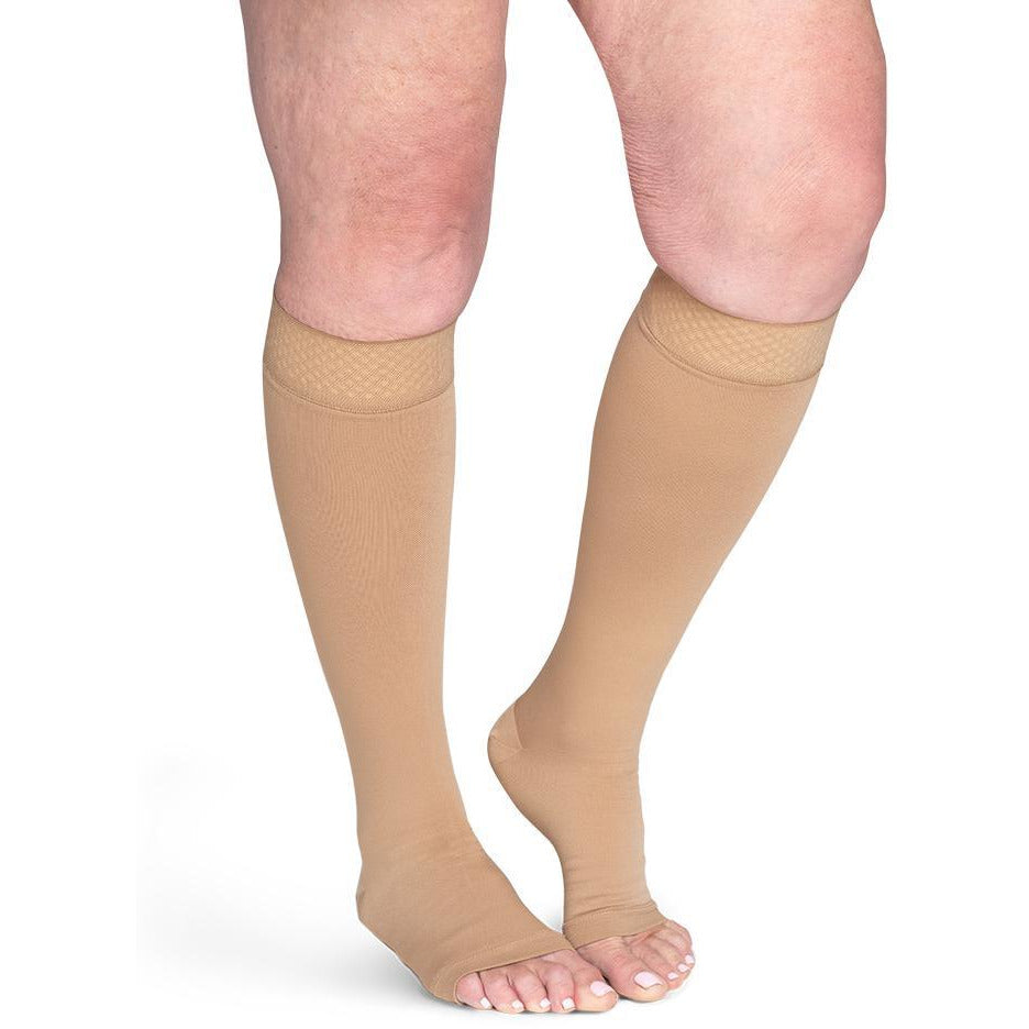 Sigvaris Secure 40-50 mmHg OPEN TOE Knee High, Beige