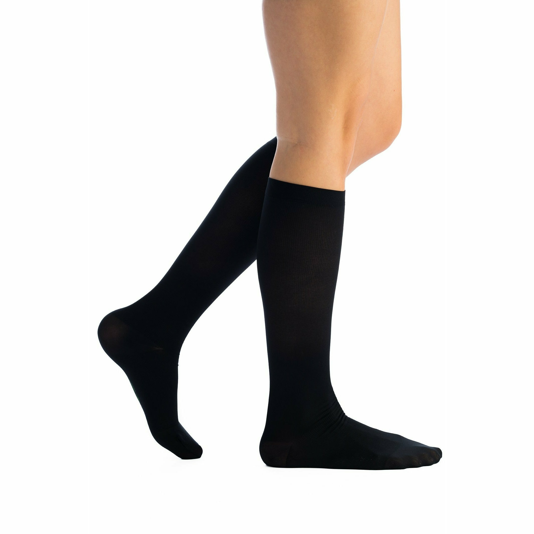 EvoNation Women's Solid Microfiber 15-20 mmHg Knee High, Black