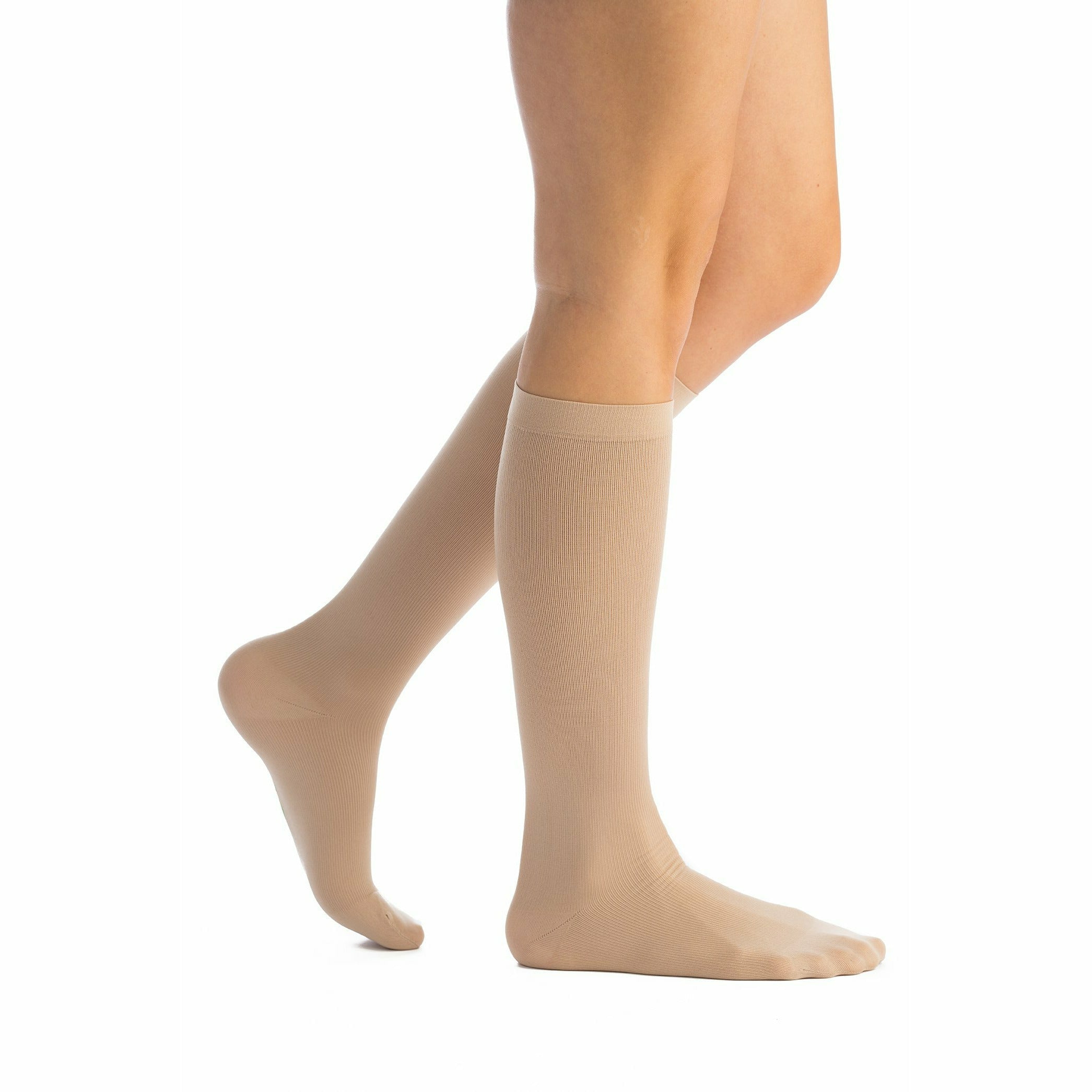 EvoNation Women's Solid Microfiber 15-20 mmHg Knee High, Nude