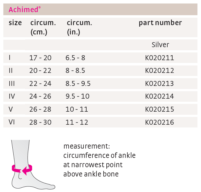 medi Achimed Achilles Support, Size Chart