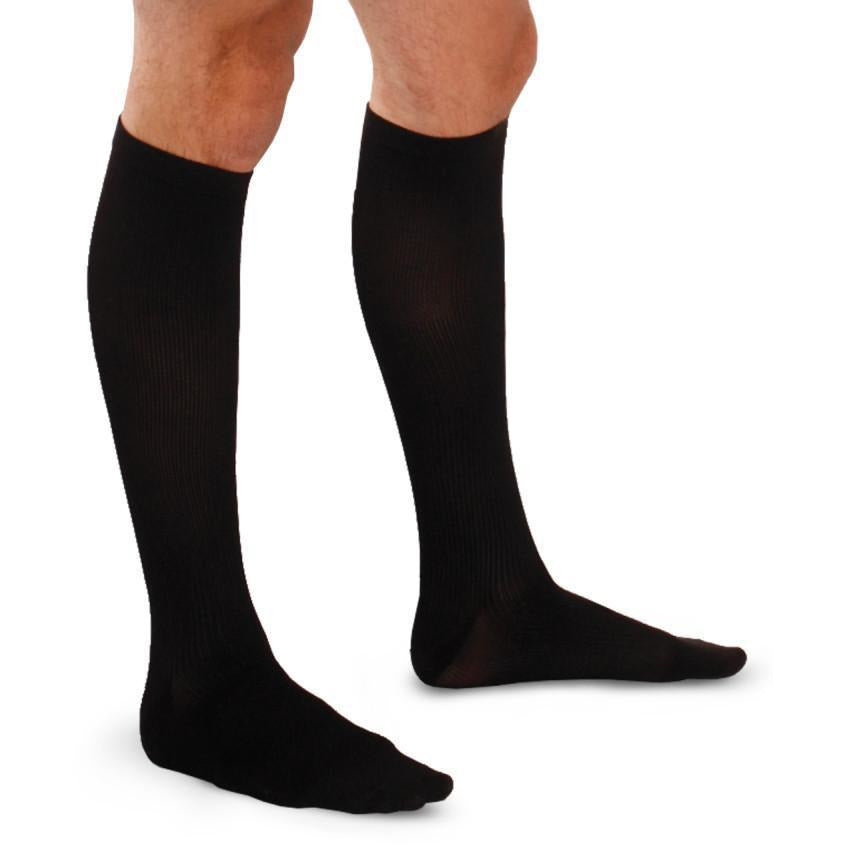 Therafirm Men's 15-20 mmHg Ribbed Knee High, Black