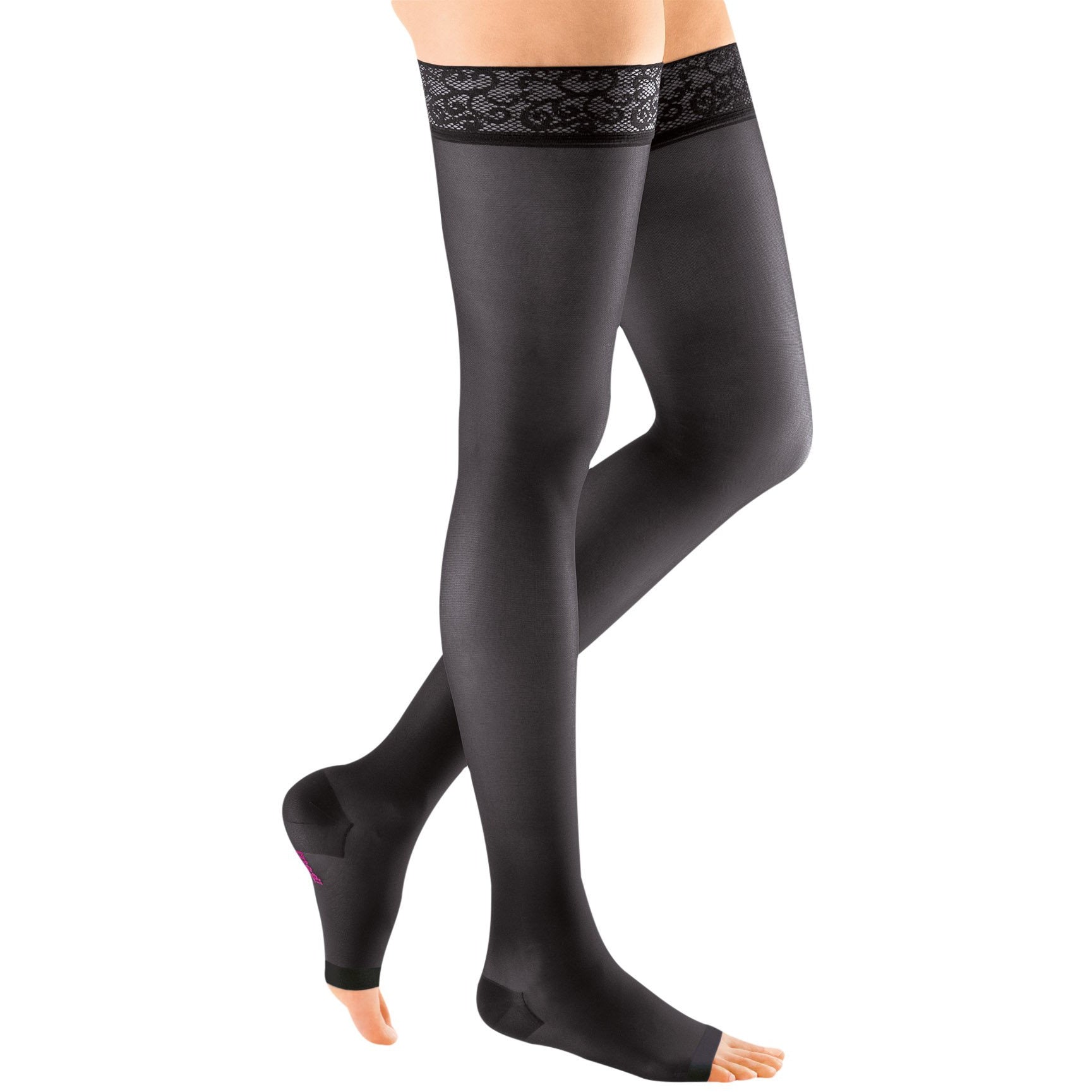 Mediven Sheer & Soft Women's 20-30 mmHg OPEN TOE Thigh High, Ebony