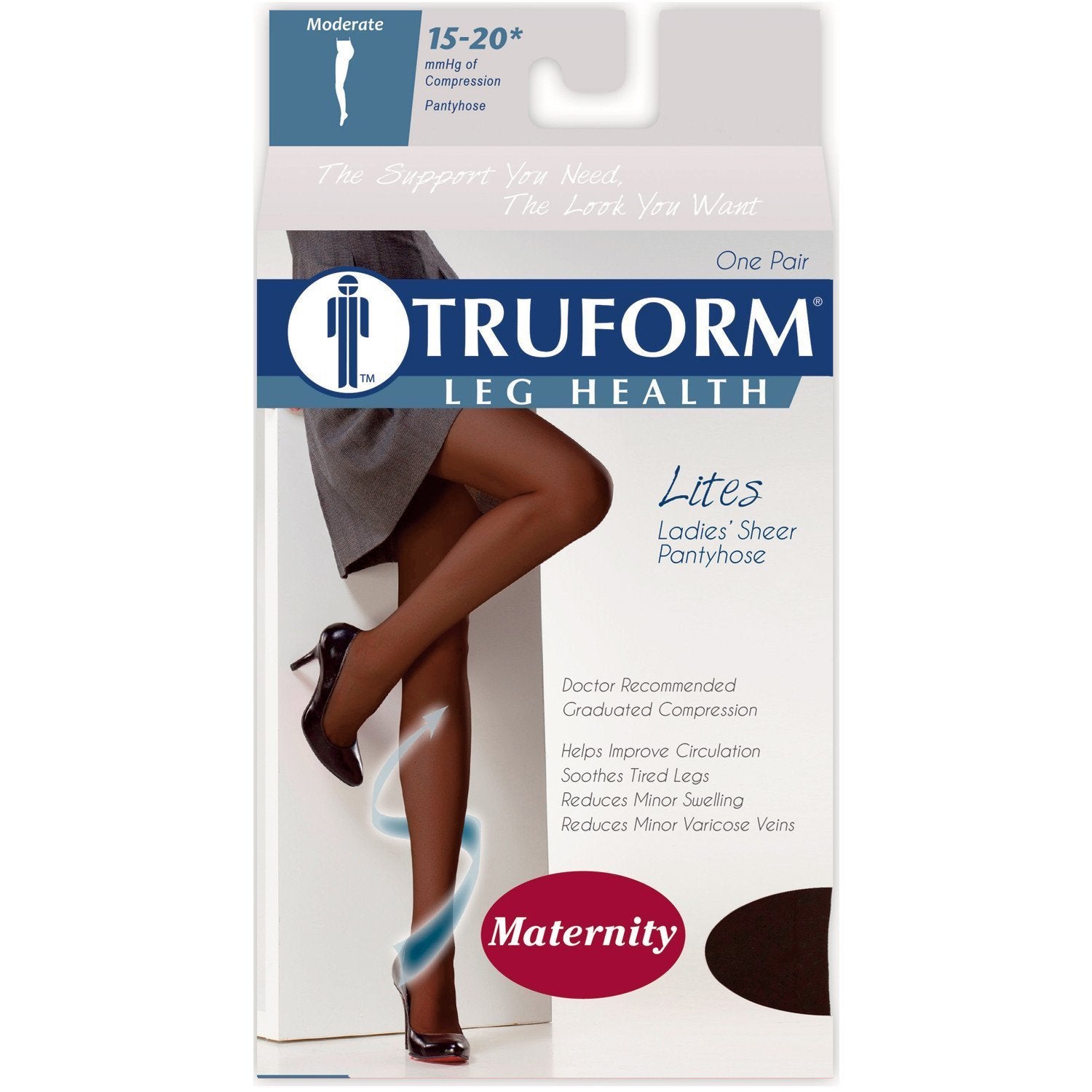 Truform Lites Women's 15-20 mmHg Maternity Pantyhose