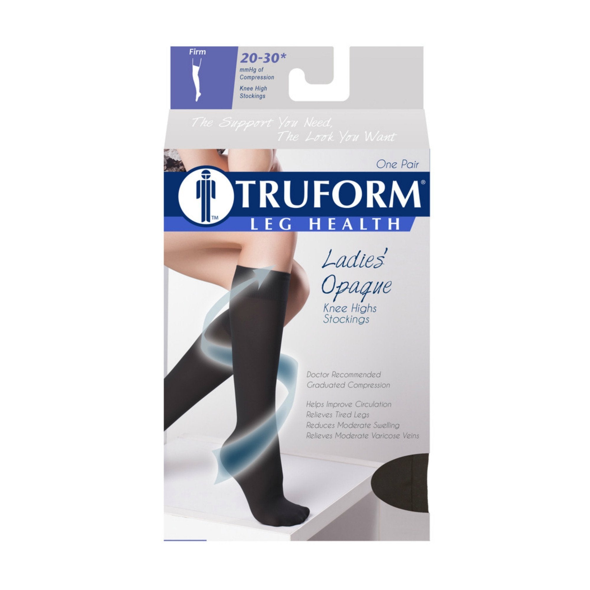 Truform Opaque Women's 20-30 mmHg Knee High