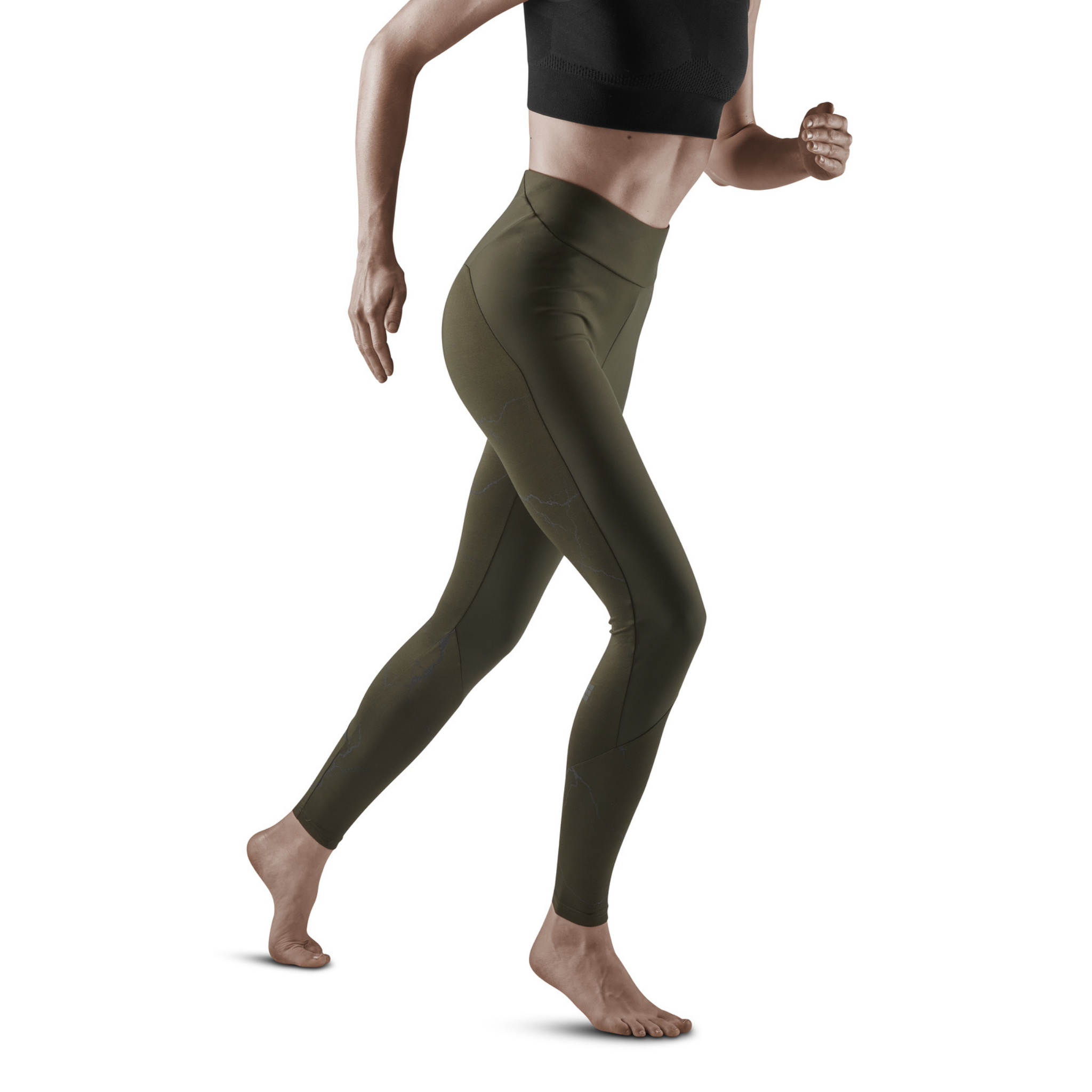 Reflective Tights, Women, Dark Green