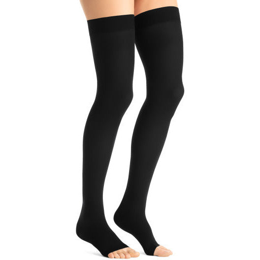 JOBST® Opaque Women's 30-40 mmHg OPEN TOE Thigh High. Classic Black