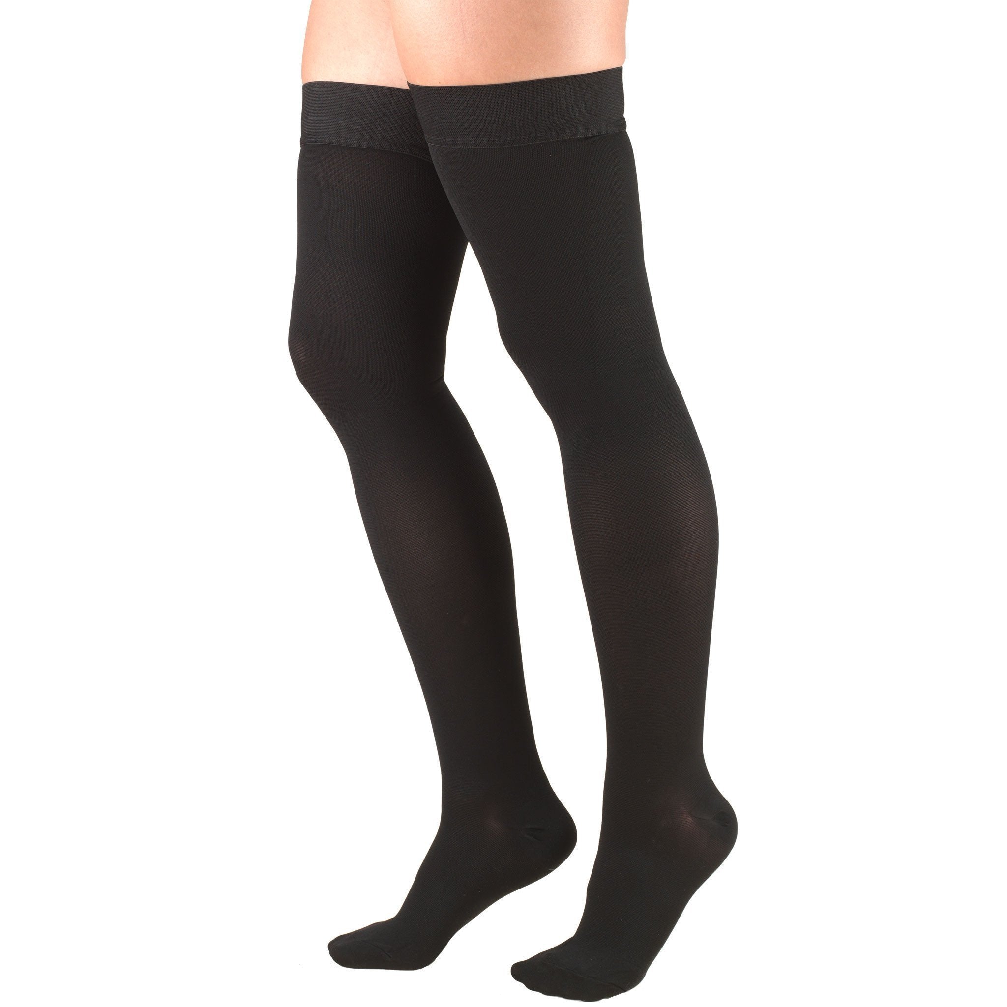 Truform 20-30 mmHg Thigh High w/ Silicone Dot Top, Black