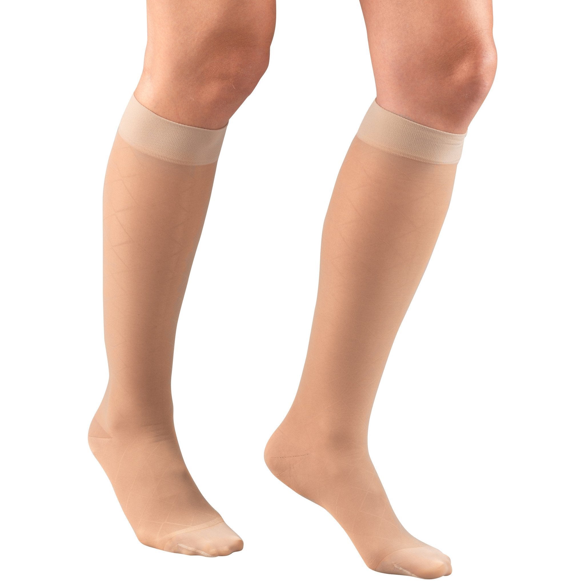 Truform Lites Women's 15-20 mmHg Diamond Knee High, Nude