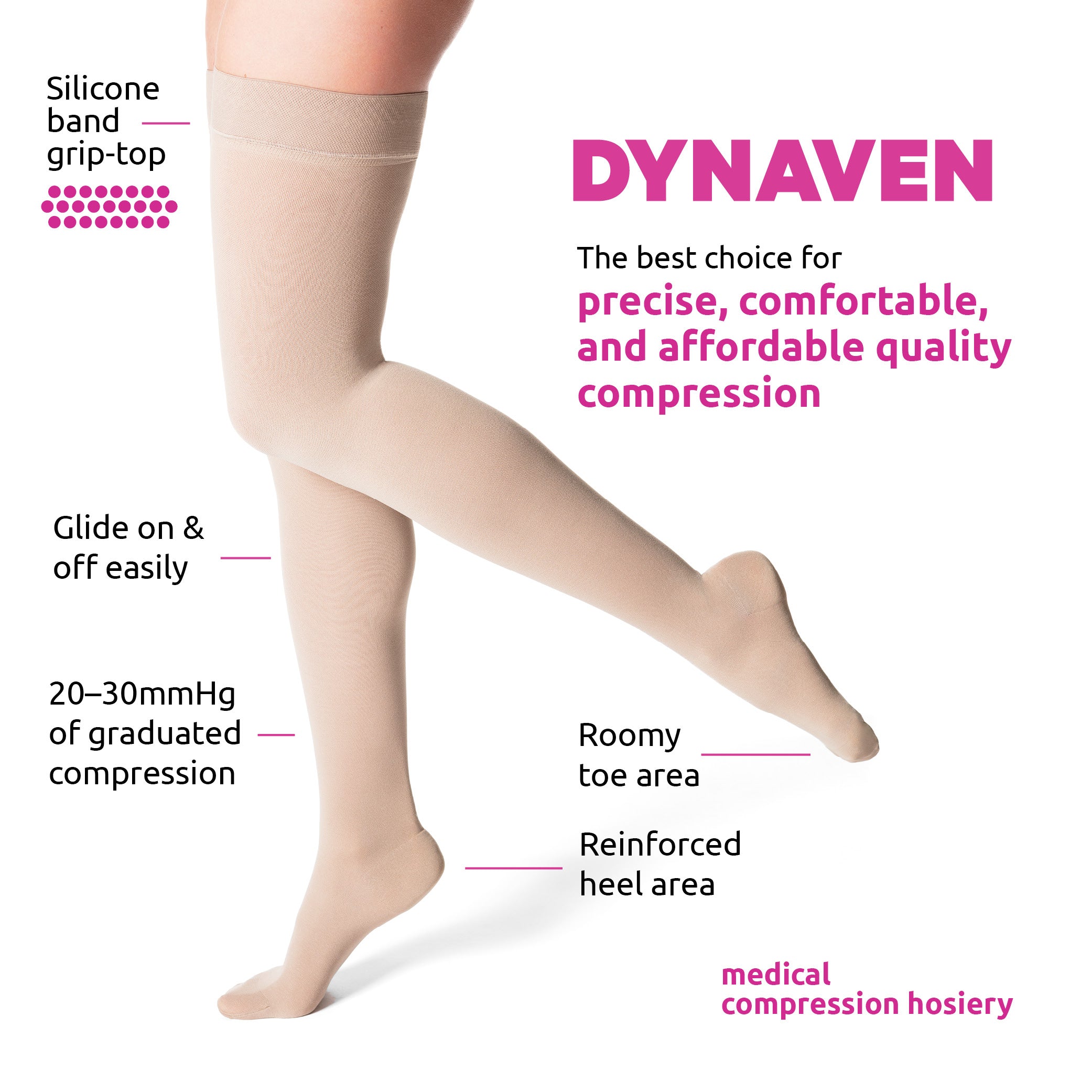Dynaven Opaque Women's Thigh High 20-30 mmHg – Compression Store
