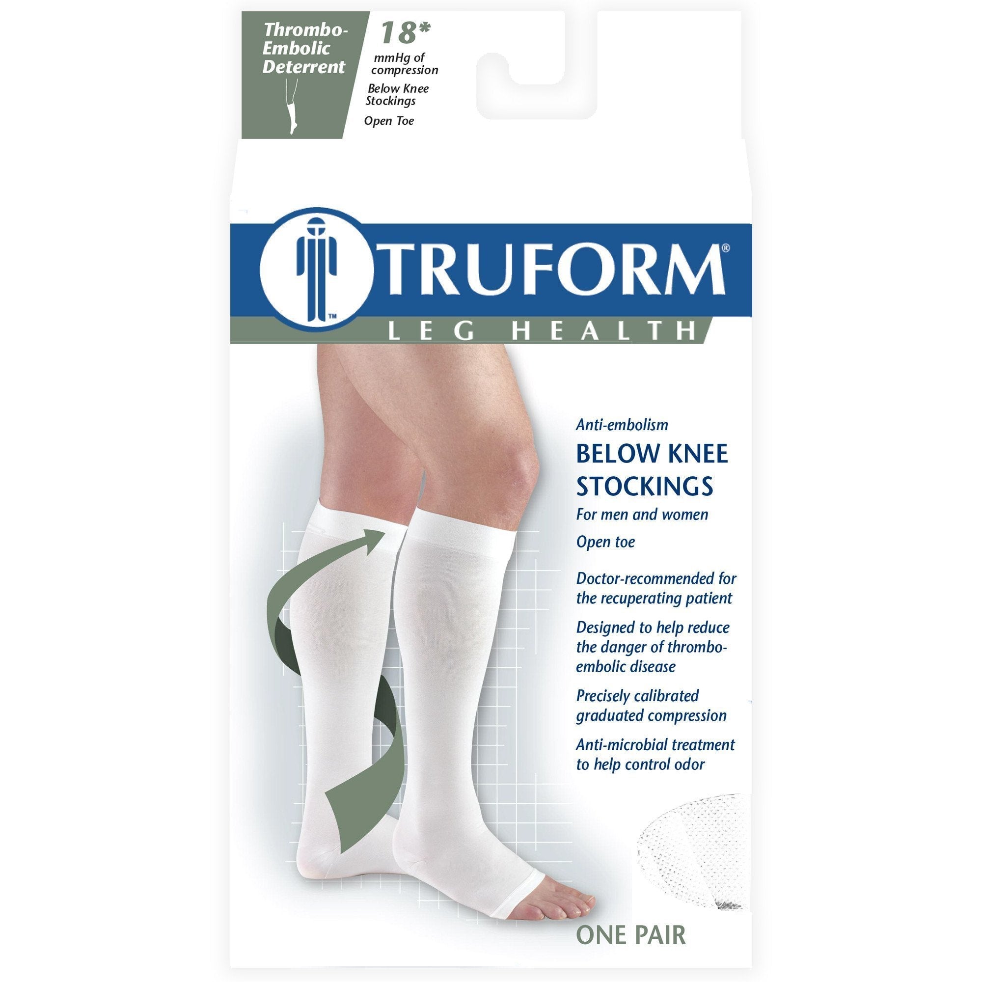 Truform Anti-embolism Stockings, 18 mmHg, Knee High, Open Toe